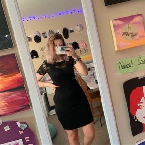 Lacy black bodycon dress